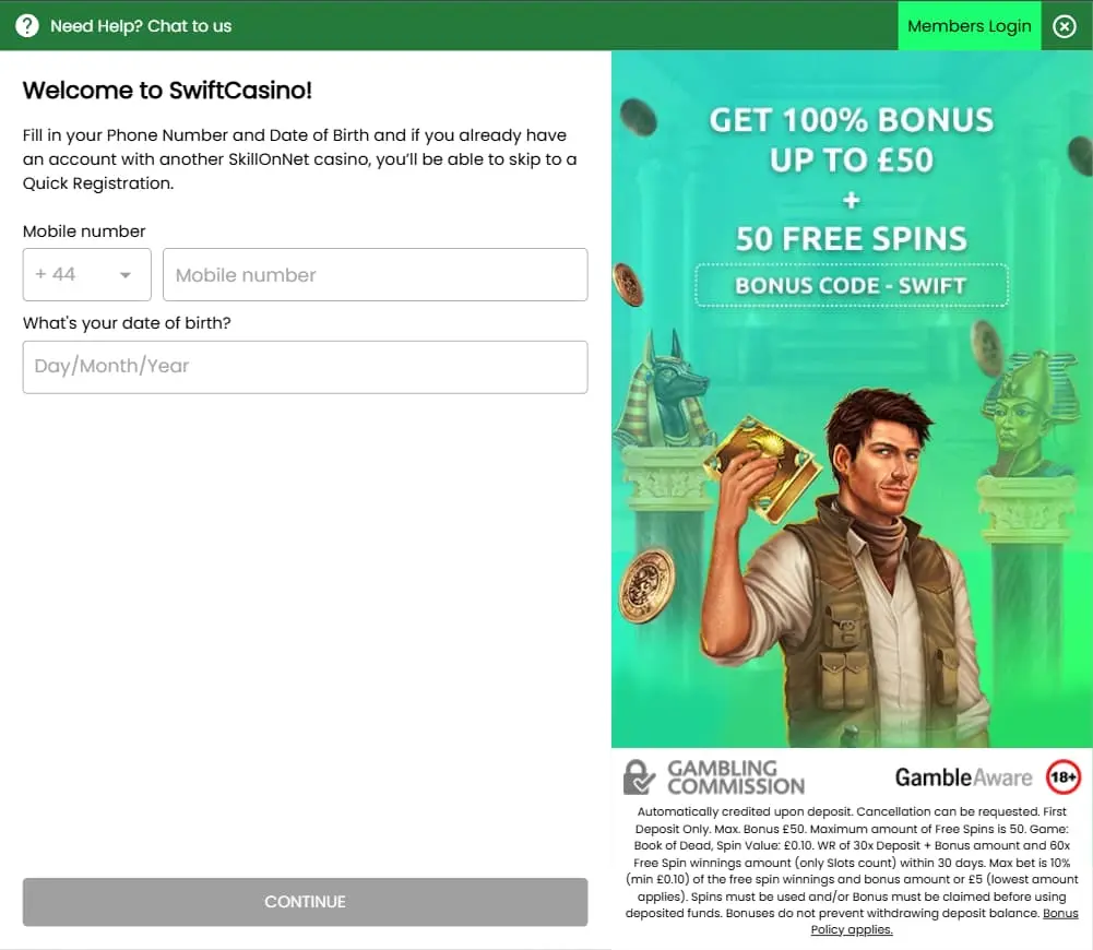 switfcasino registration